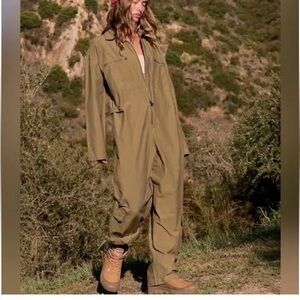 FP Movement Mesmerize Me Cargo Coveralls Size XS Army Green
